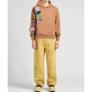 Barrow Brand Unisex Logo Patch Cotton Hoodie Brown Size XXL